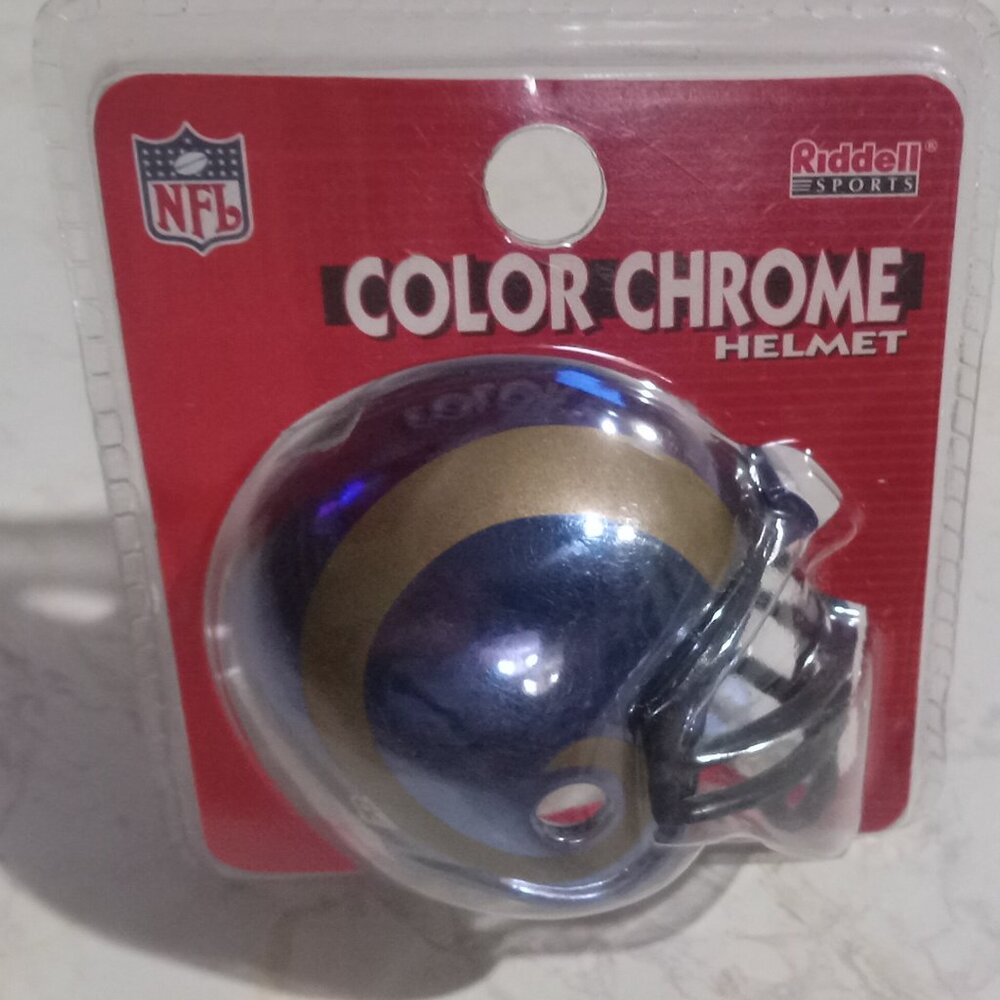 Los Angeles Rams Vintage NFL Color Chrome Helmet Riddell Mini Helmet
